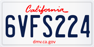 CA license plate 6VFS224