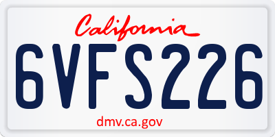 CA license plate 6VFS226
