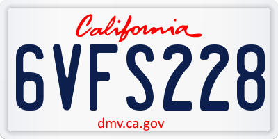 CA license plate 6VFS228