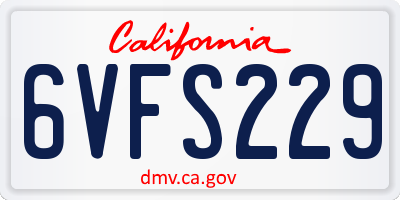 CA license plate 6VFS229
