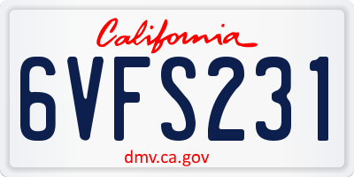 CA license plate 6VFS231