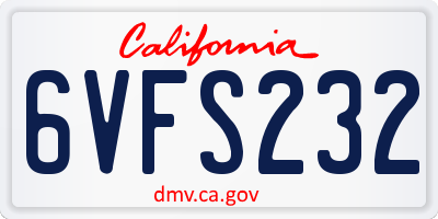 CA license plate 6VFS232