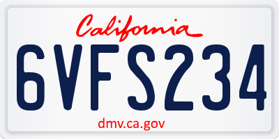 CA license plate 6VFS234