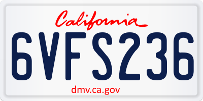 CA license plate 6VFS236