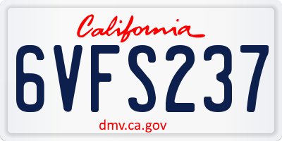 CA license plate 6VFS237