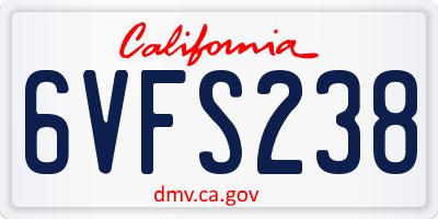 CA license plate 6VFS238