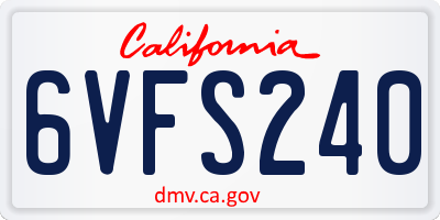 CA license plate 6VFS240