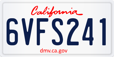 CA license plate 6VFS241