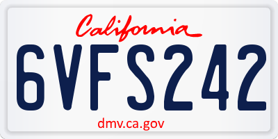 CA license plate 6VFS242