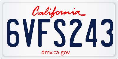 CA license plate 6VFS243