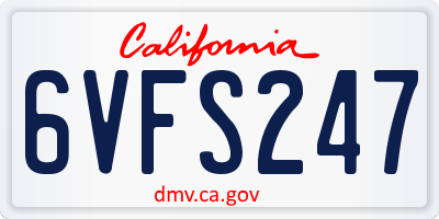 CA license plate 6VFS247