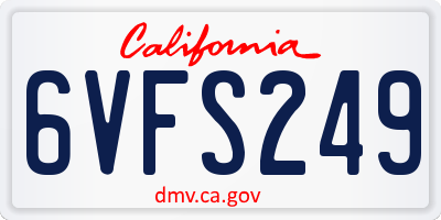 CA license plate 6VFS249
