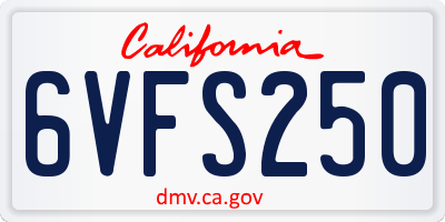 CA license plate 6VFS250