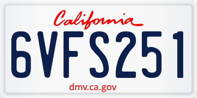 CA license plate 6VFS251