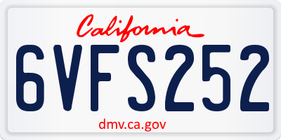 CA license plate 6VFS252