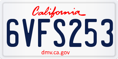 CA license plate 6VFS253