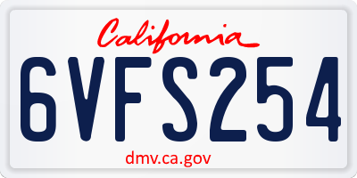 CA license plate 6VFS254
