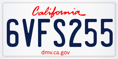CA license plate 6VFS255