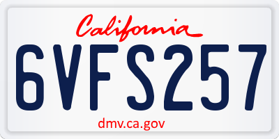 CA license plate 6VFS257