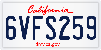 CA license plate 6VFS259