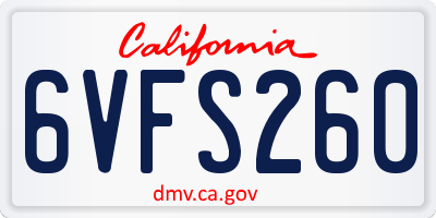 CA license plate 6VFS260