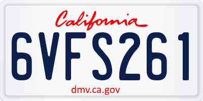 CA license plate 6VFS261