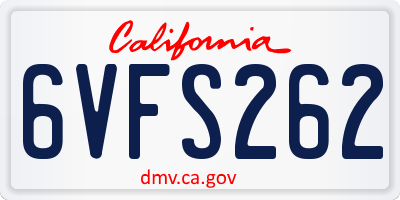 CA license plate 6VFS262