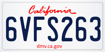 CA license plate 6VFS263