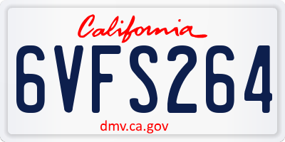 CA license plate 6VFS264