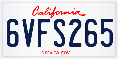 CA license plate 6VFS265