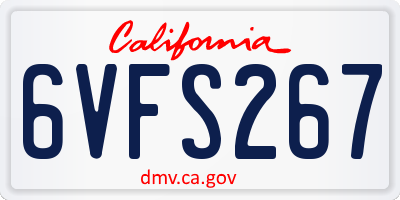 CA license plate 6VFS267