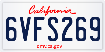 CA license plate 6VFS269