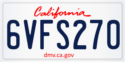 CA license plate 6VFS270