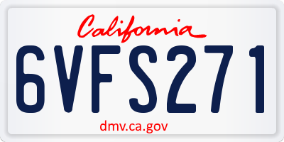 CA license plate 6VFS271