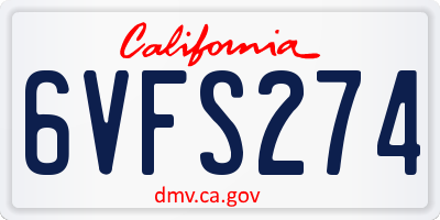 CA license plate 6VFS274