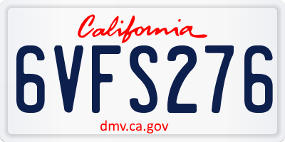 CA license plate 6VFS276