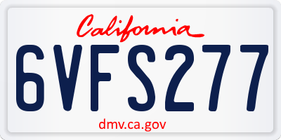 CA license plate 6VFS277