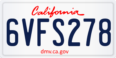 CA license plate 6VFS278