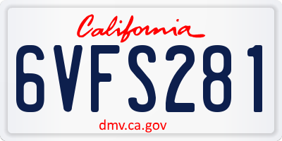 CA license plate 6VFS281