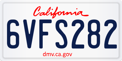 CA license plate 6VFS282