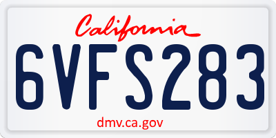 CA license plate 6VFS283