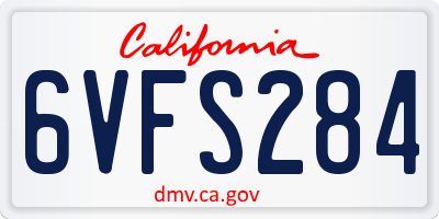 CA license plate 6VFS284