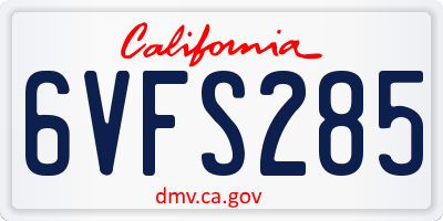 CA license plate 6VFS285