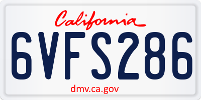 CA license plate 6VFS286
