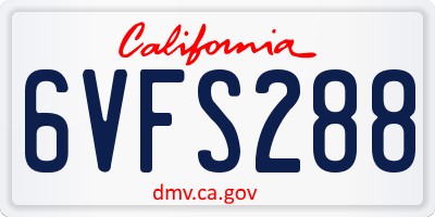 CA license plate 6VFS288