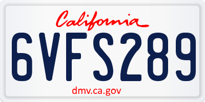 CA license plate 6VFS289