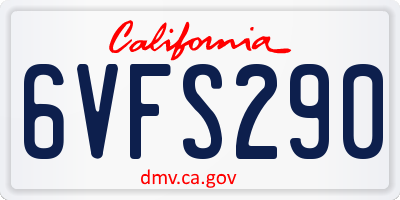 CA license plate 6VFS290