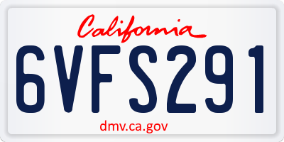CA license plate 6VFS291