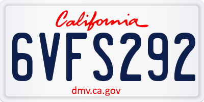 CA license plate 6VFS292