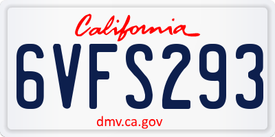 CA license plate 6VFS293